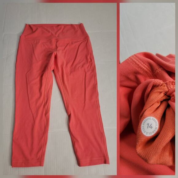Lululemon Align 23" Crop Leggings Womens SZ 14 High Rise Solar Orange W6BGLS - Picture 1 of 8